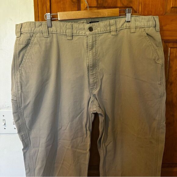 Carhartt Relaxed Fit Khaki 5 Pocket Rugged Flex canvas Pants Men 46x30 cotton - Picture 3 of 10